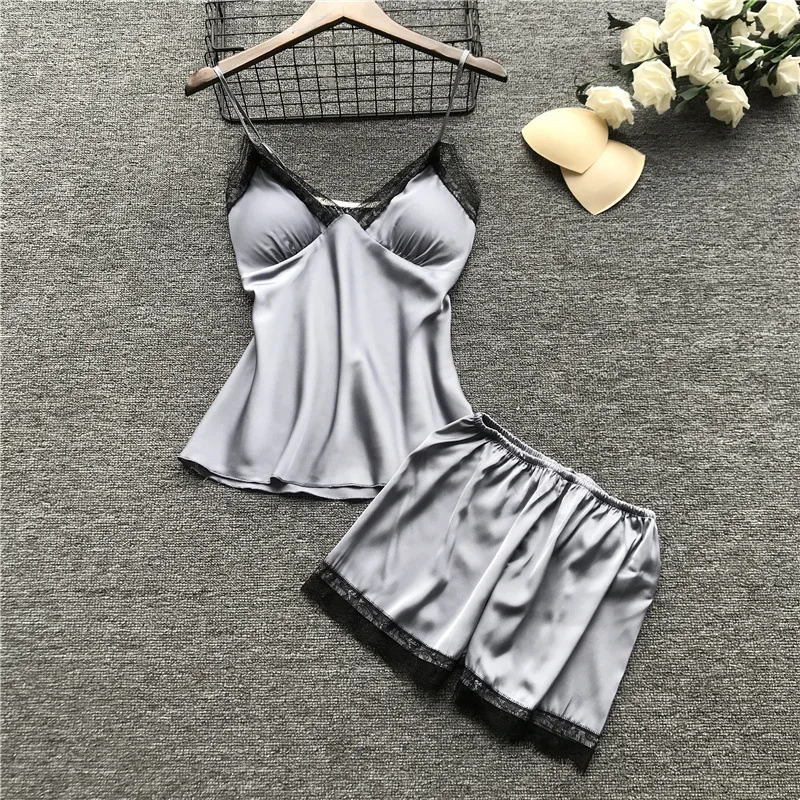 4pc Pijama Set Women'S Silk Robe Sleepwear Lace Satin Gown Pajamas V-Neck Nightie Wear Home Clothes Nightwear Summer Nightdress