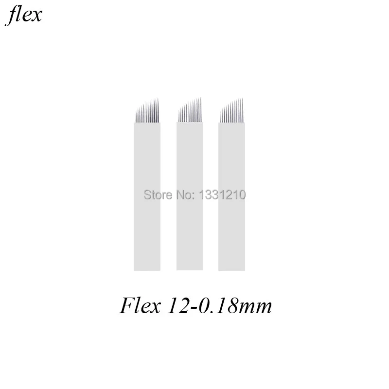 FLEXIBLE Microblading Needles Permanent Makeup Manual Eyebrow Blade 50 PCS 12Pin 0.18mm