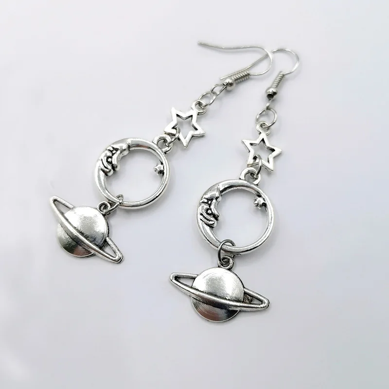 Модные классические геометрические женские серьги со звездой и луной Сатурн