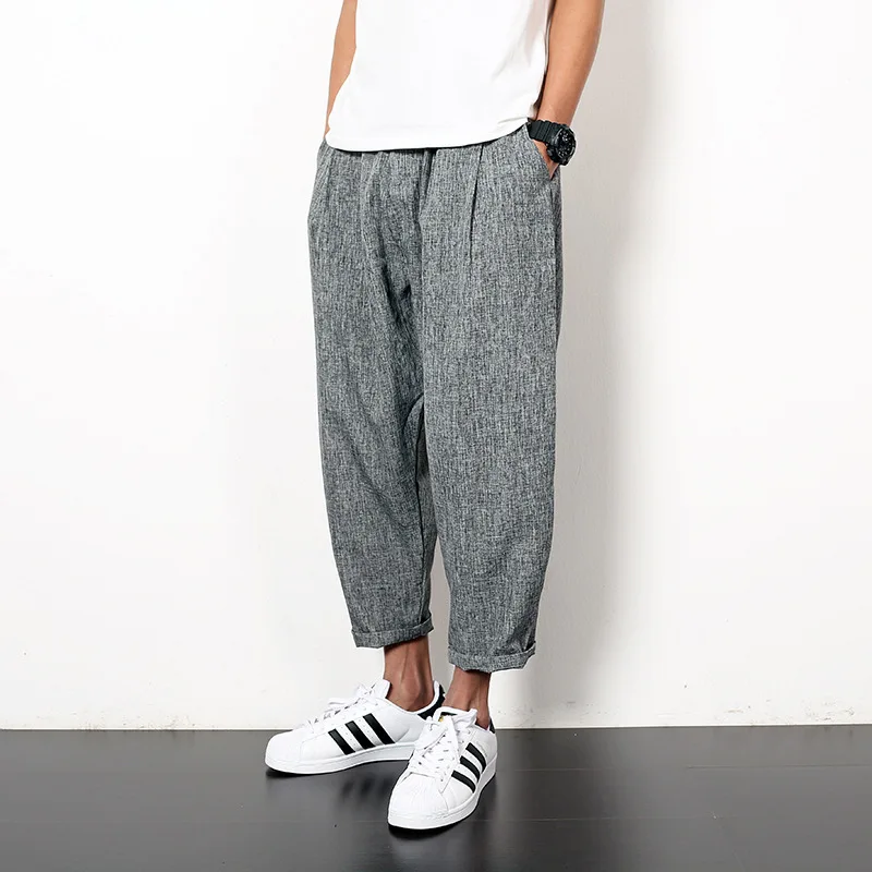 

Men Large Size Free Shopping China Harajuku Style Retro Loose Cotton Harem Pantyhose Pants / M-xxl