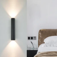 new indoor led wall lamps hotel bedside cob 12w led wall light bedroom stair wall sconces black decorative modern wall lamp
