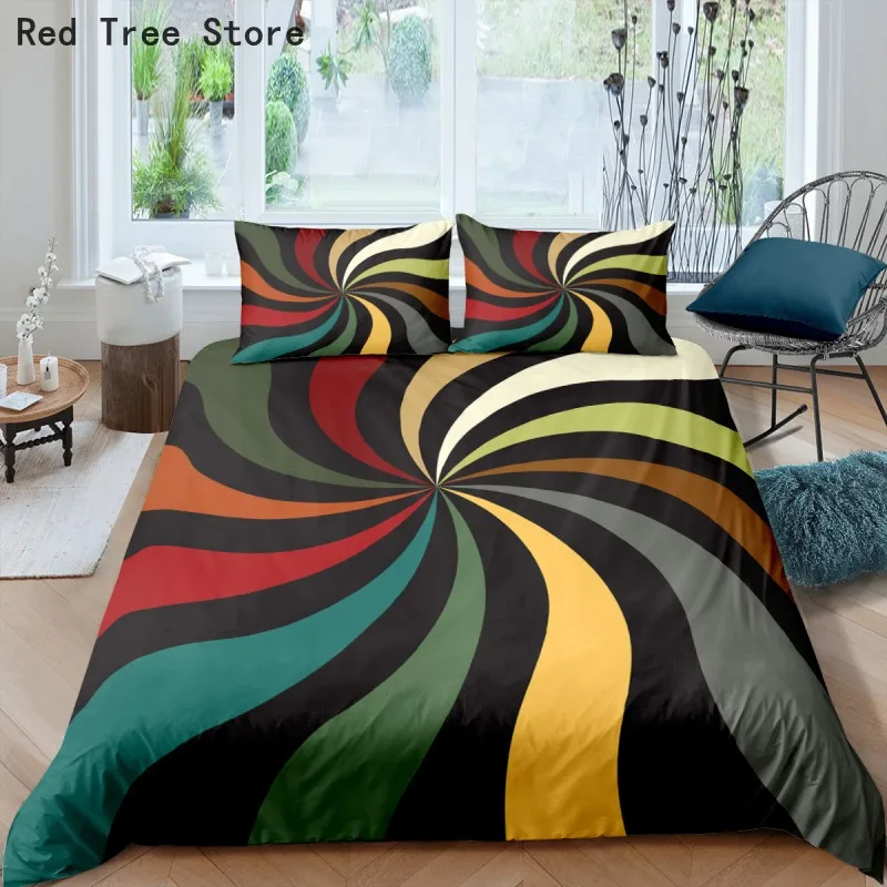 

Colorful Rainbow Abstract Swirl Bedding Set Queen Duvet Cover For Children Adult Dream 3D Comforter Quilt Sets With Pillowcase