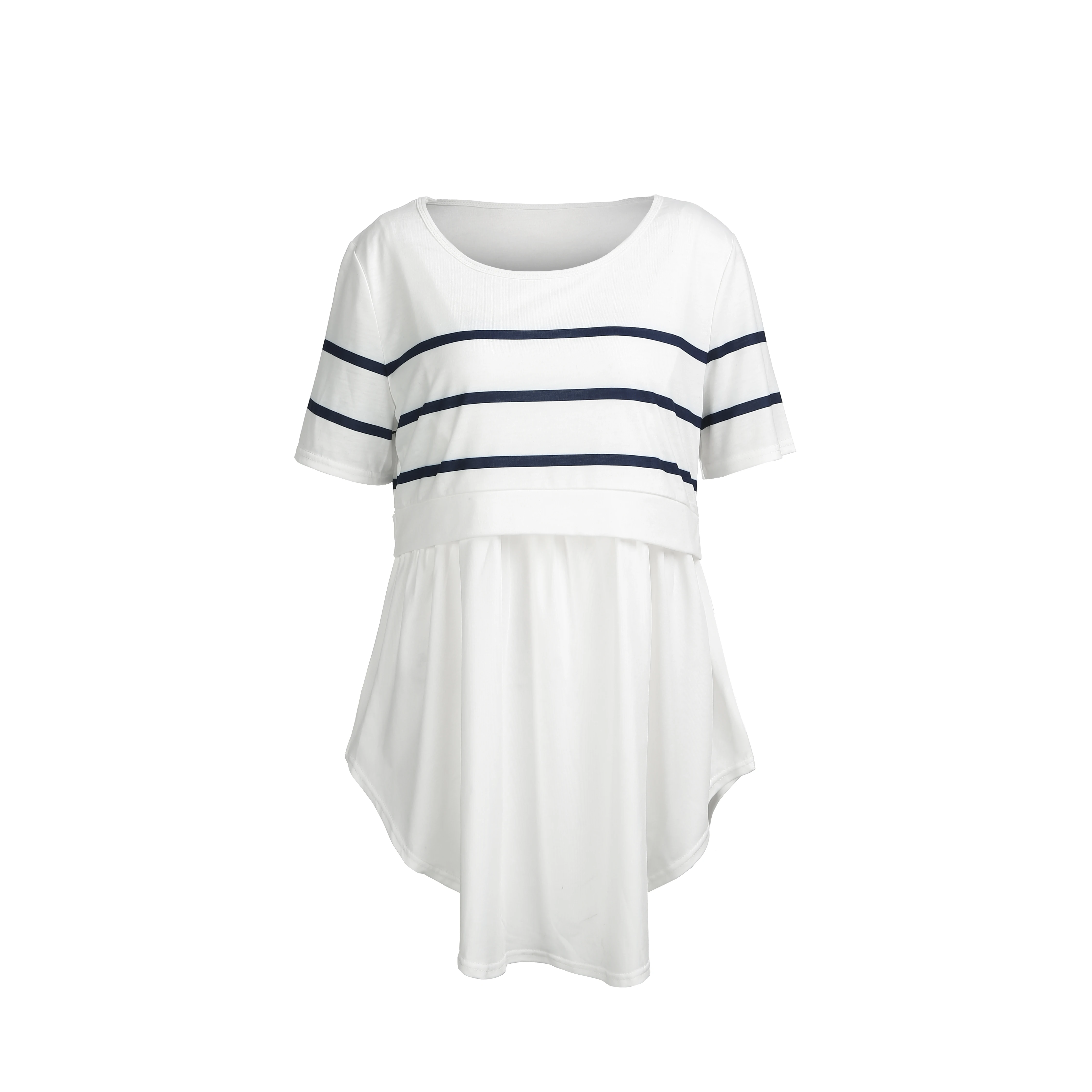 Женская футболка в белую полоску с круглым вырезом и рукавом 3/4 топы для кормящих