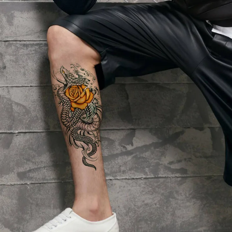 Водостойкая тату-наклейка с животными Временный Дизайн волнистые рыба змея