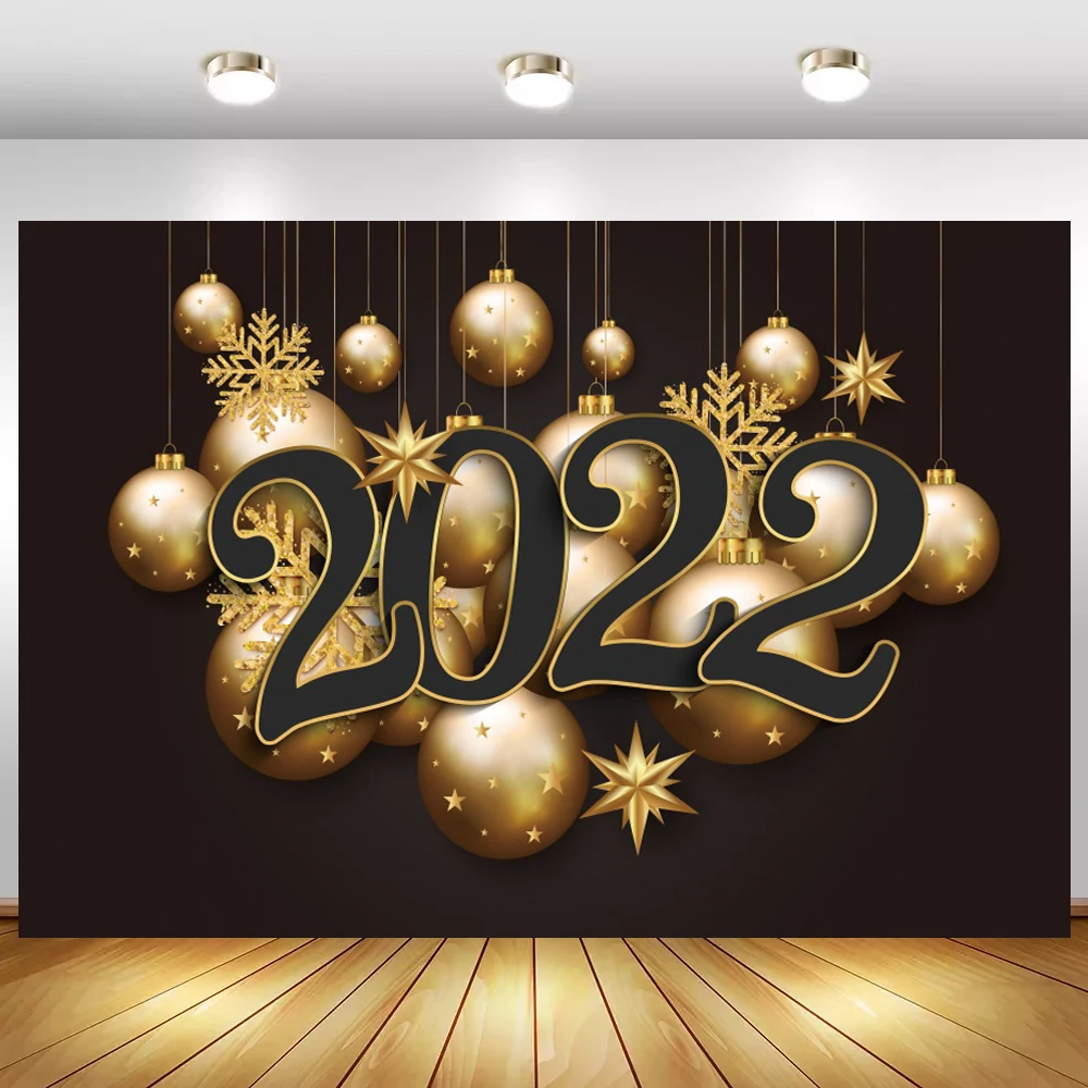 

Фон для фотосъемки с изображением золотых шаров и блестящих праздников на новый год 2020 для семейной вечеринки декор для обеденного стола