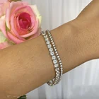 Браслет женский из белого золота 14 к, 4-8 мм, с натуральным круглым белым топазом