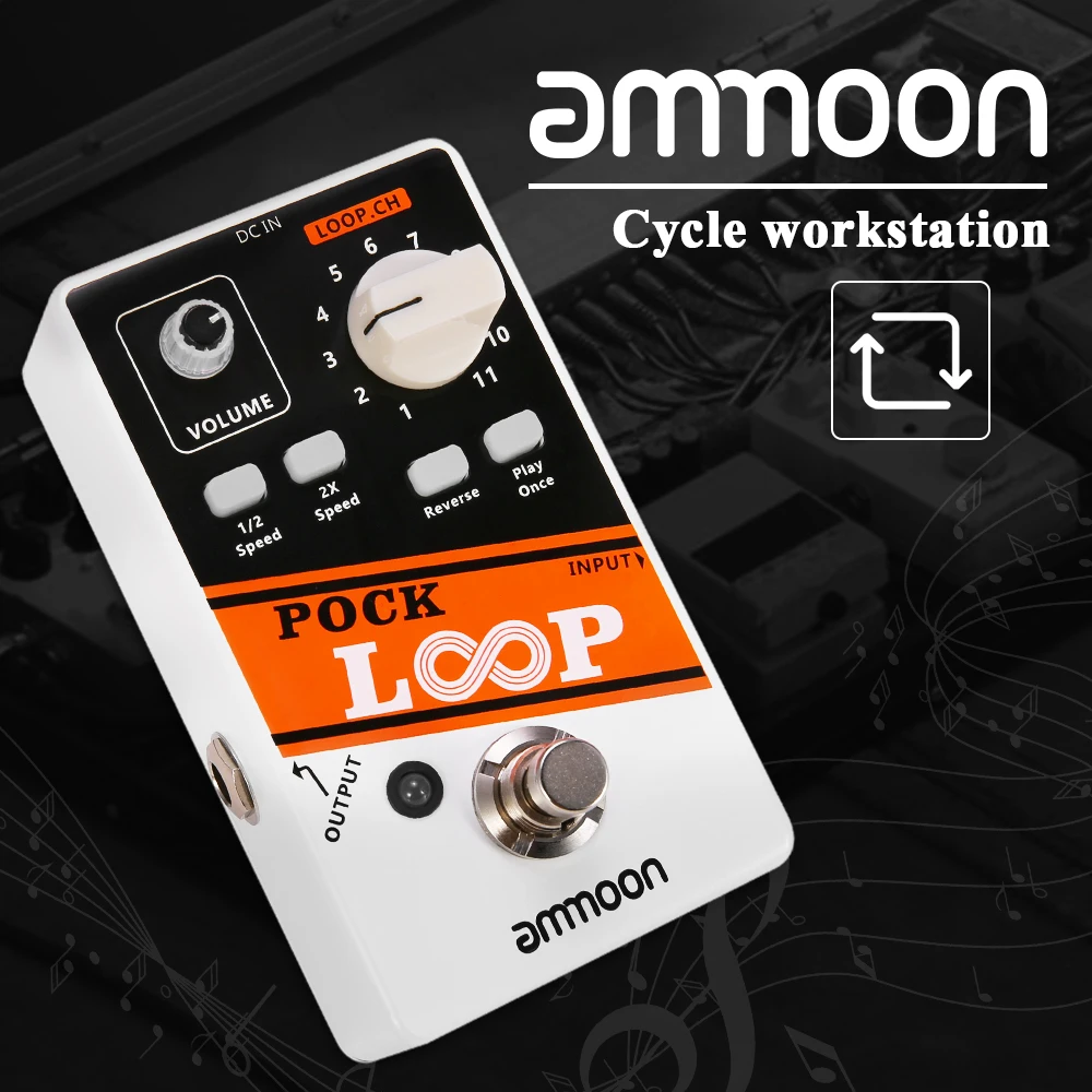 

Ammoon пок петля Лупер гитарная педаль 11 сучкорезы Max.330mins поддерживает 1/2 & 2X Скорость воспроизведения обратный оригинальный байпасс