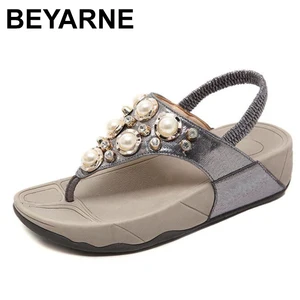 BEYARNEnewженские пляжные сандалии-стразы, шлепанцы, женские сандалии, 2020 г., летние женские сандалии на платформе с клипсой