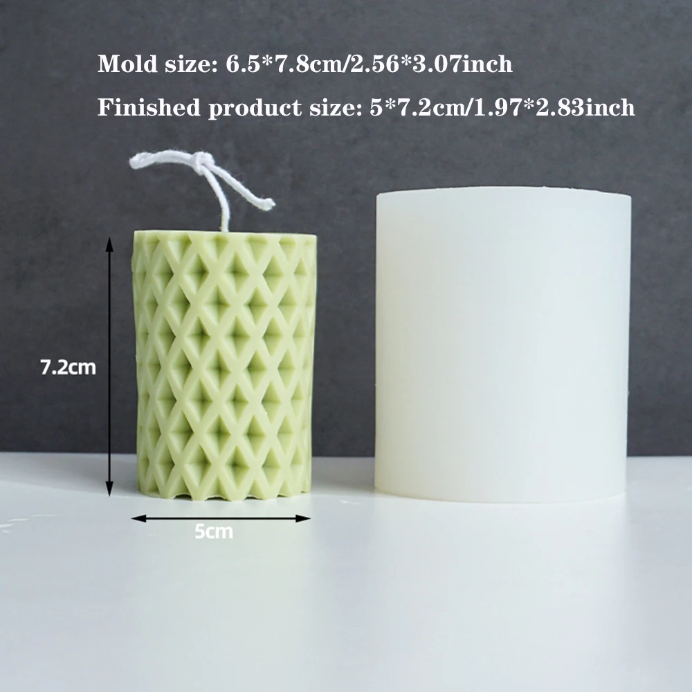 

Rhombus Hole Cylindrical Candle Silicone Moulds Simple Geometric Candle Mold For Candle Making Home Candle Decor
