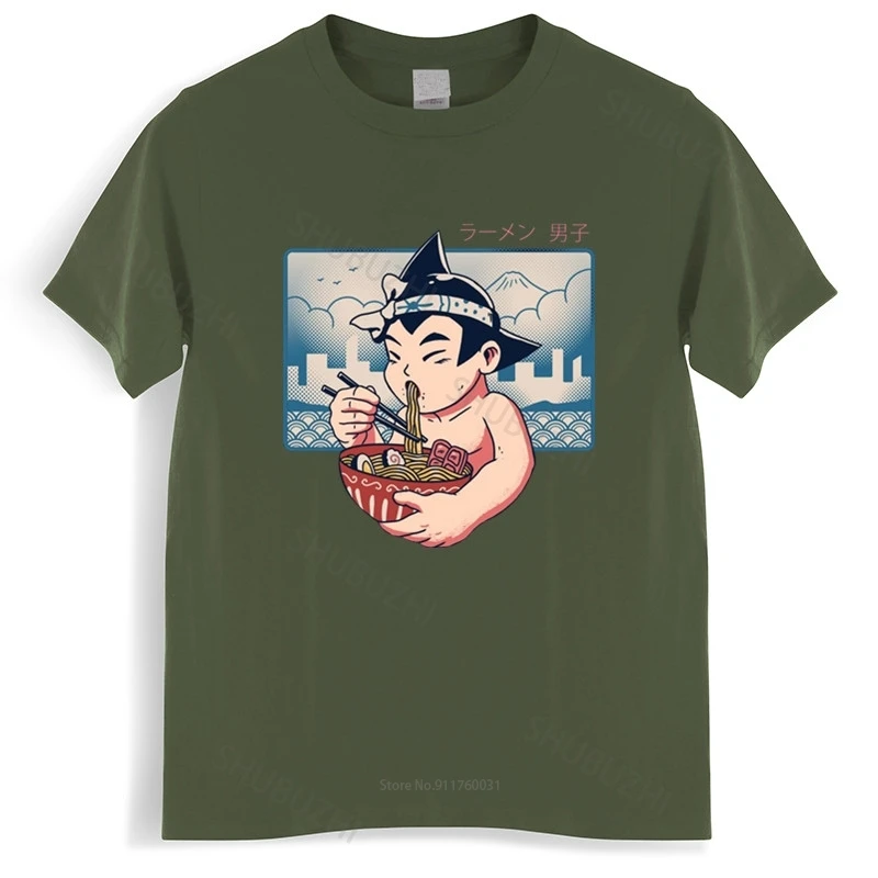 Новое поступление Мужская футболка с коротким рукавом Astroboy принтом рамен черная