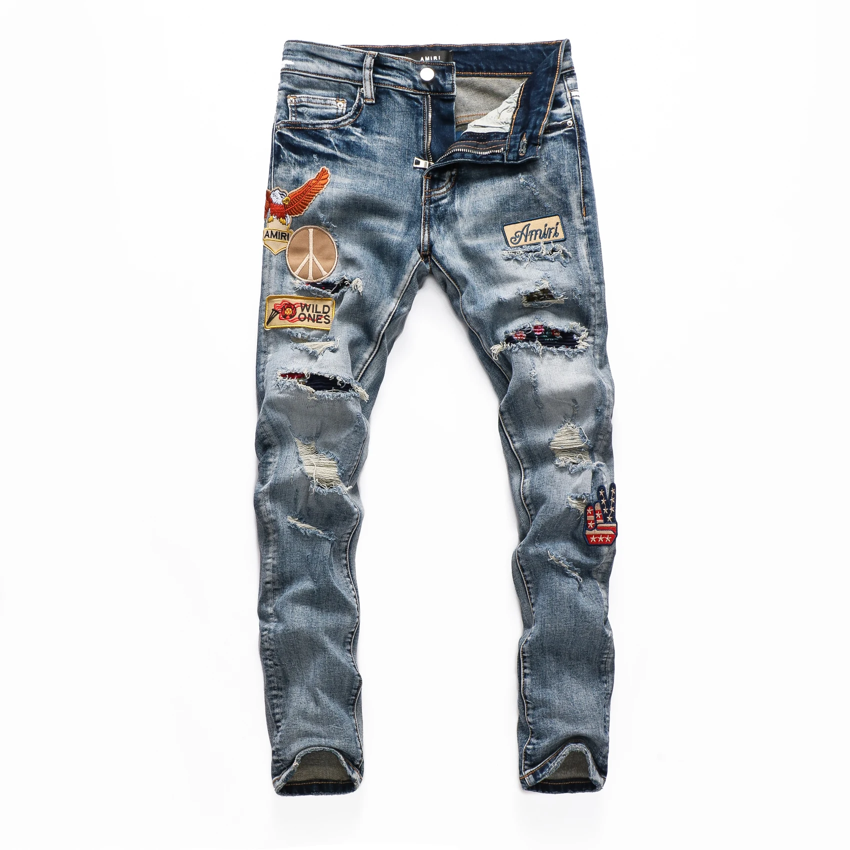 Джинсы в европейском и британском стиле AMIRI22021D штаны локомотивные брюки