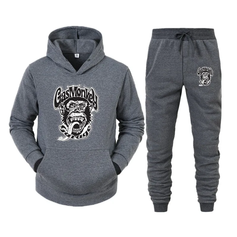 

2021 spring and autumn new men's Hoodie + sports pants set, sports fitness comfortable and breathable, brand trend printing