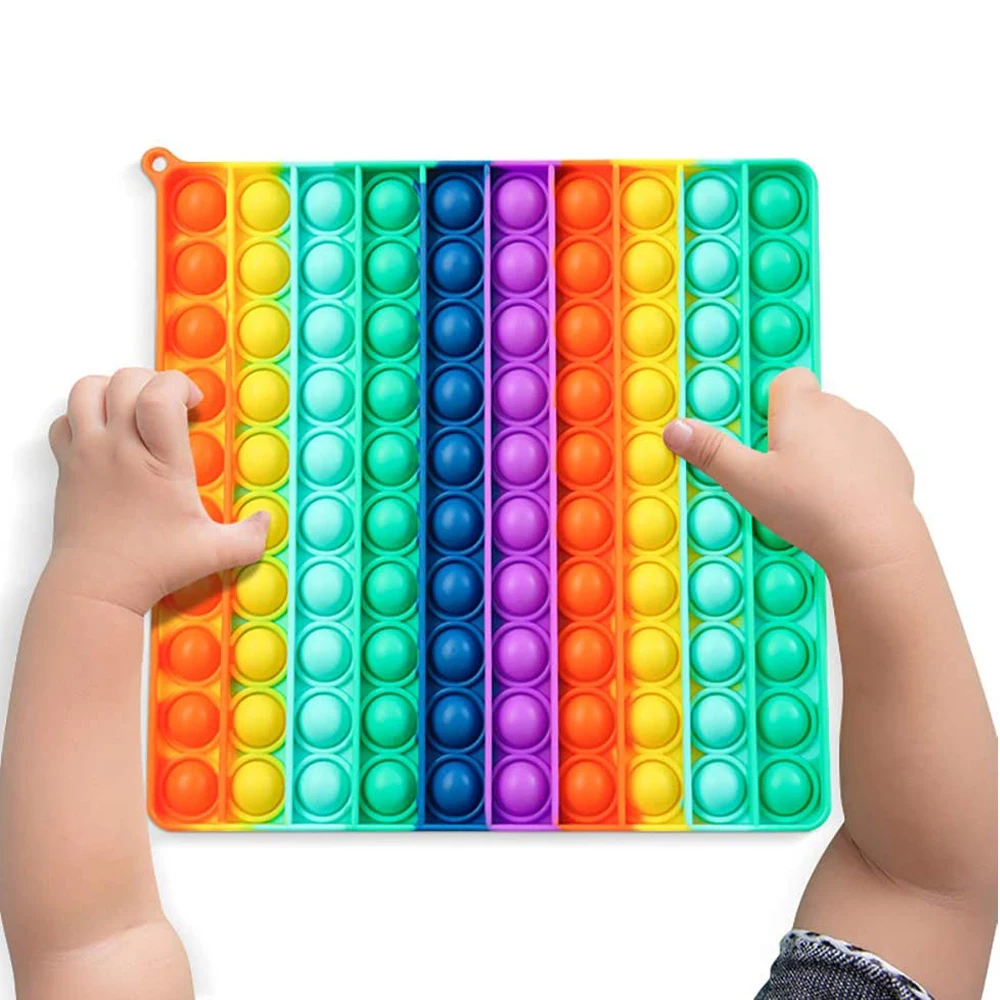 

Fidget Toys Popits Big Size Rainbow Square Push Bubble Sensory Relieve Stress Anxiety For Autism Special Needs Kids Adult Pops