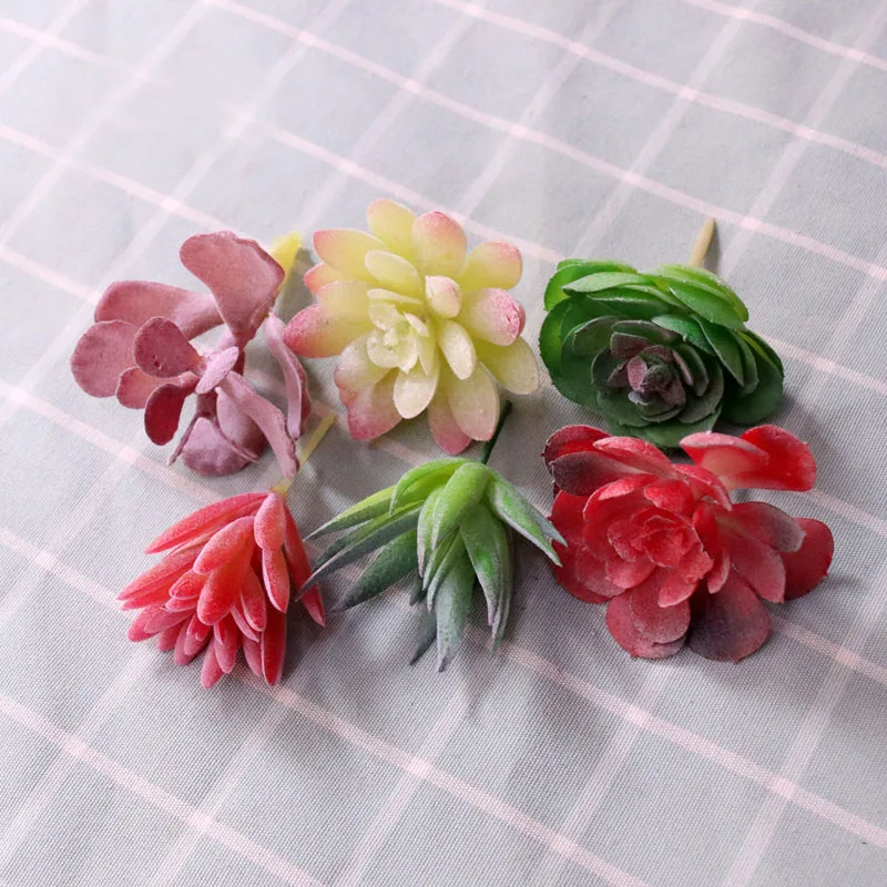 Зеленые искусственные суккуленты настольные мини маленькие домашний сад бонсай