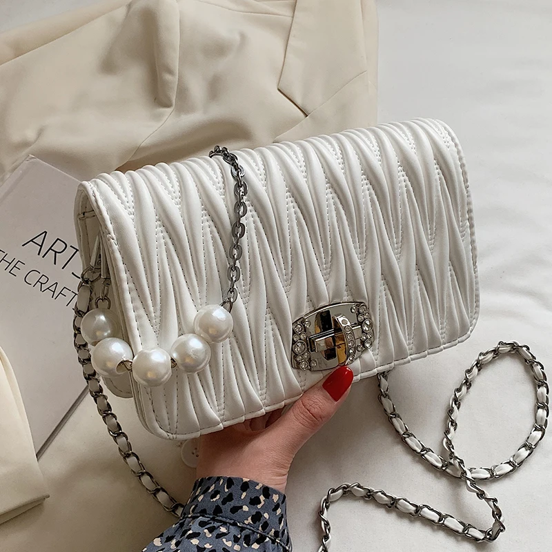 

Сумка на плечо женская из экокожи, модный саквояж кросс-боди с маленькой цепочкой, дизайнерский мессенджер