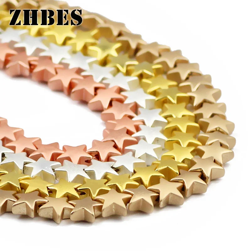 

ZHBES натуральный матовый камень золотые шелковые пятиконечные звезды гематит 8 мм звезды разделитель свободные пчеловодства для самостояте...