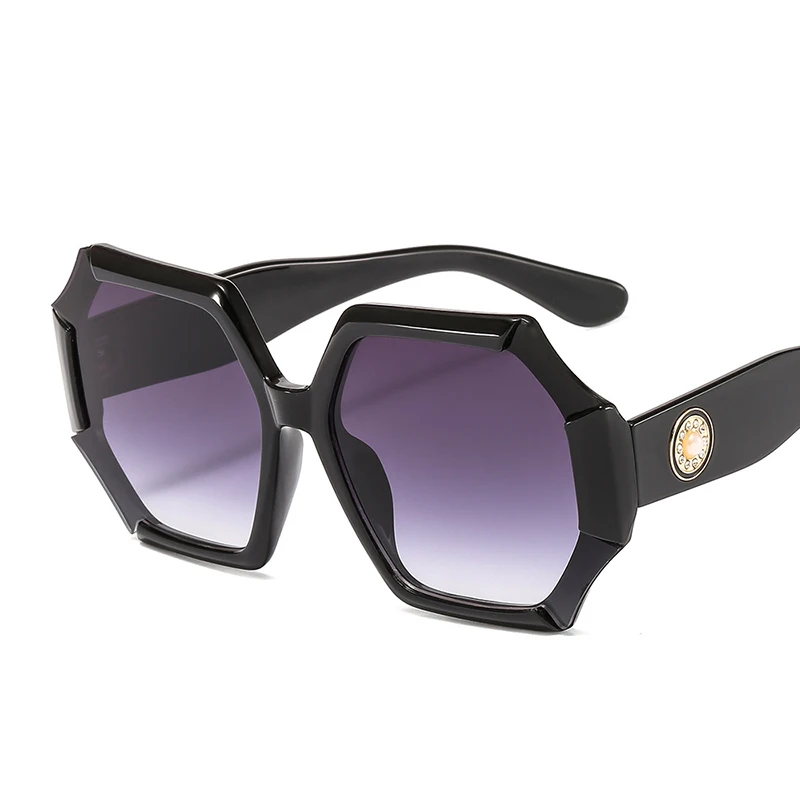 

Retro Unique Oversized Sunglasses Women Men Fashion Eyewear Unisex Trendy Pearl Polygon Sun Glasses Shades UV400 Gafas De Sol