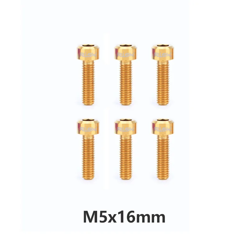 Gold 6 шт. M5* 16 мм Титан стволовых Болты для велосипеда МТВ Велосипедный вынос руля Шурупы фиксированной Болты велосипед Запчасти 3 цвета - Цвет: Gold