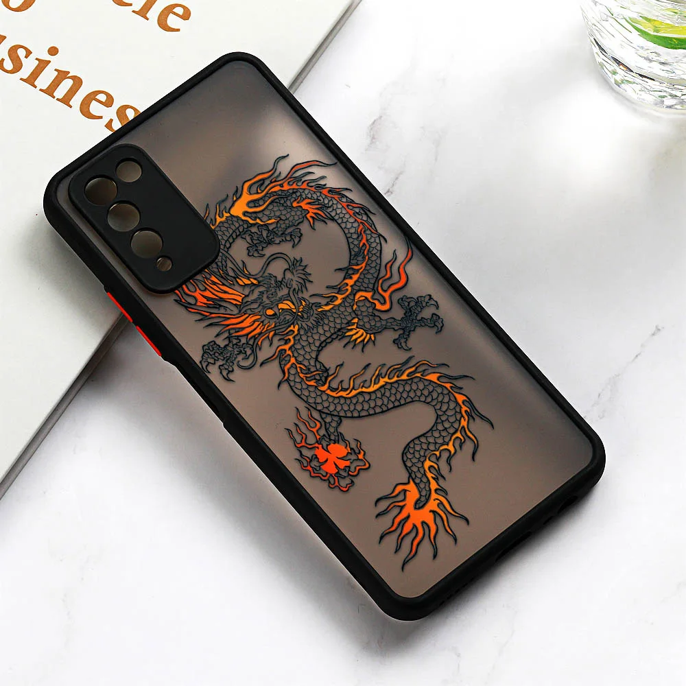 Dragon Case For Huawei P30 Pro Hard Matte Funda Huawei P40 Lite P Smart 2021 Z Honor 70 50 8x 10X Lite 20 Nova 5T Bumper Cover
