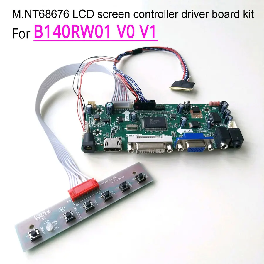 

For B140RW01 V.0/V.1 LED Notebook PC M.NT68676 Display Controller Drive Card 14" WLED 40Pin LVDS 1600*900 VGA+DVI DIY Kit