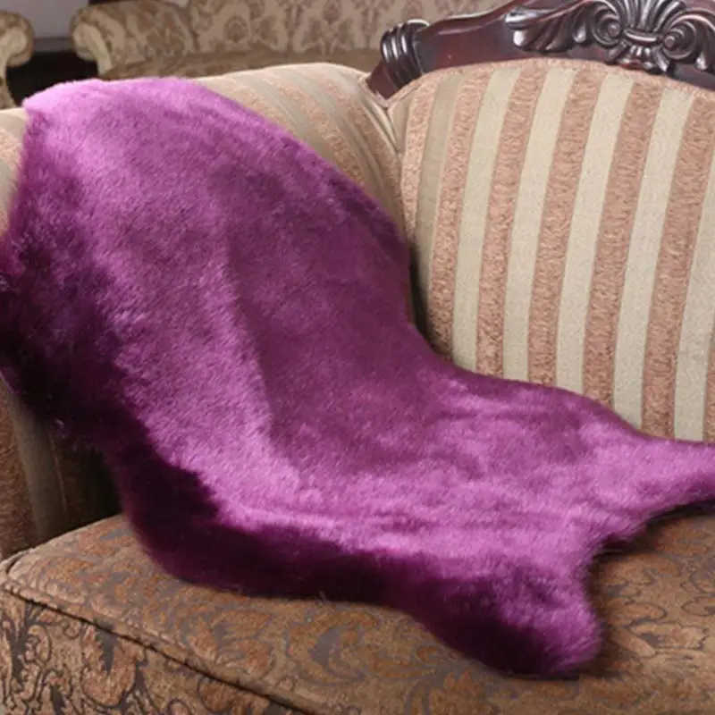 Ковер из искусственной шерсти и кожи коврик для пола натуральный однотонный цвет