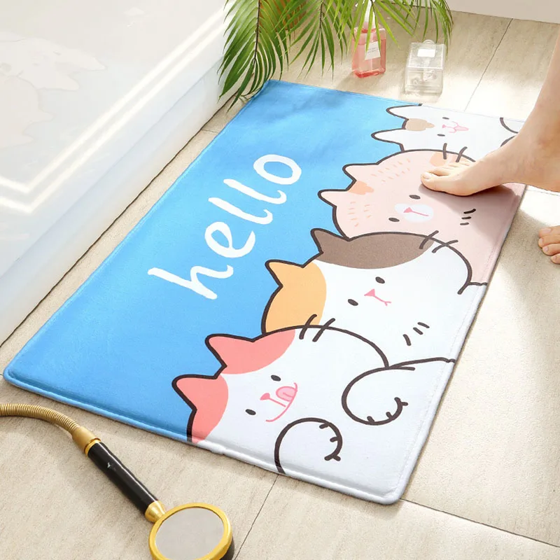 

Home Bath Mat Cartoon Non-Slip Bathroom Carpet Acetate Fiber Rug Mat Kitchen Toilet Floor Bathroom Mat