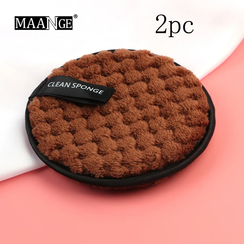 Brown MAANGE 2 шт микрофибры ткань патчи лицевые макияж спонж для снятия лица салфетки для снятия макияжа многоразовая двухслойная Очищающая салфетка инструмент L0805 - Цвет: Brown
