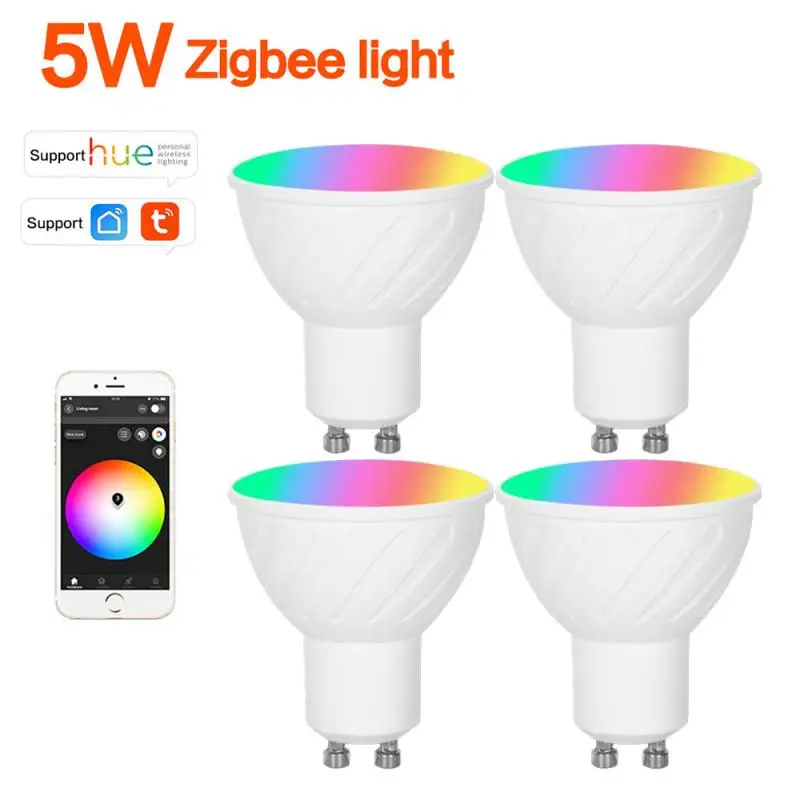 

Умсветодиодный Светодиодная лампа Tuya Zigbee Gu10, лампа направленного света для умного дома, с дистанционным управлением голосом, совместима с д...