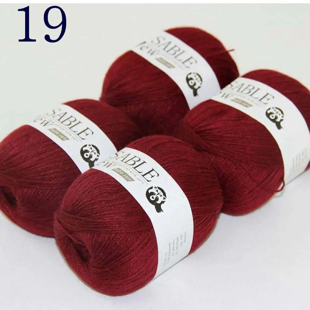 

Sale Super Soft 4X50g Pure Sable Cashmere Wrap Shawls Hand Knit Wool Crochet 243-19 Burgundy