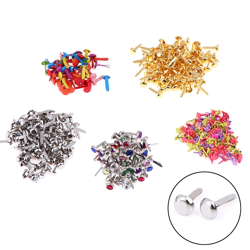 

50/100Pcs DIY Iron Round Metal Mini Brads For Scrapbooking Accessories Embellishment Fastener Handmade Crafts