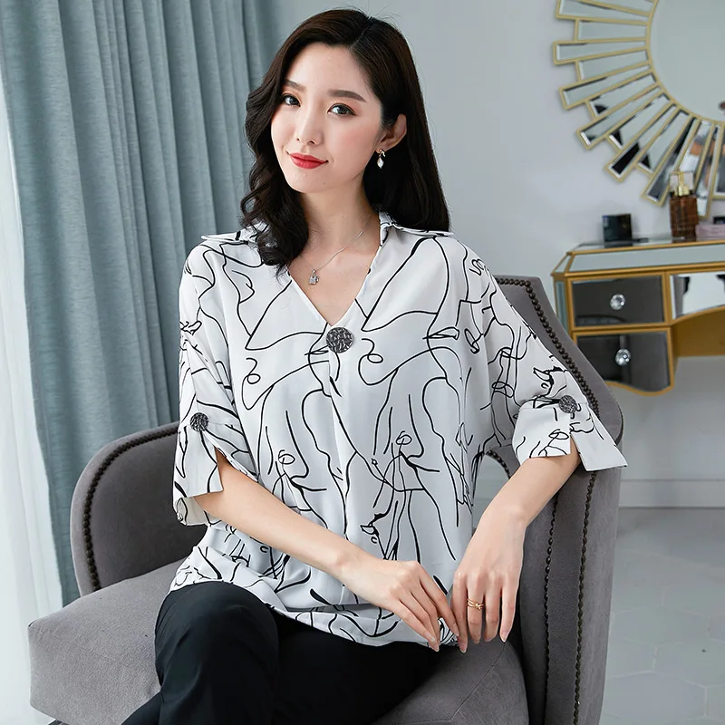 Women's Shirts Plus Size Blouse Women Fashion Print Chiffon Blouses Women's Shirt Blusas Mujer De Moda 2020 Tops