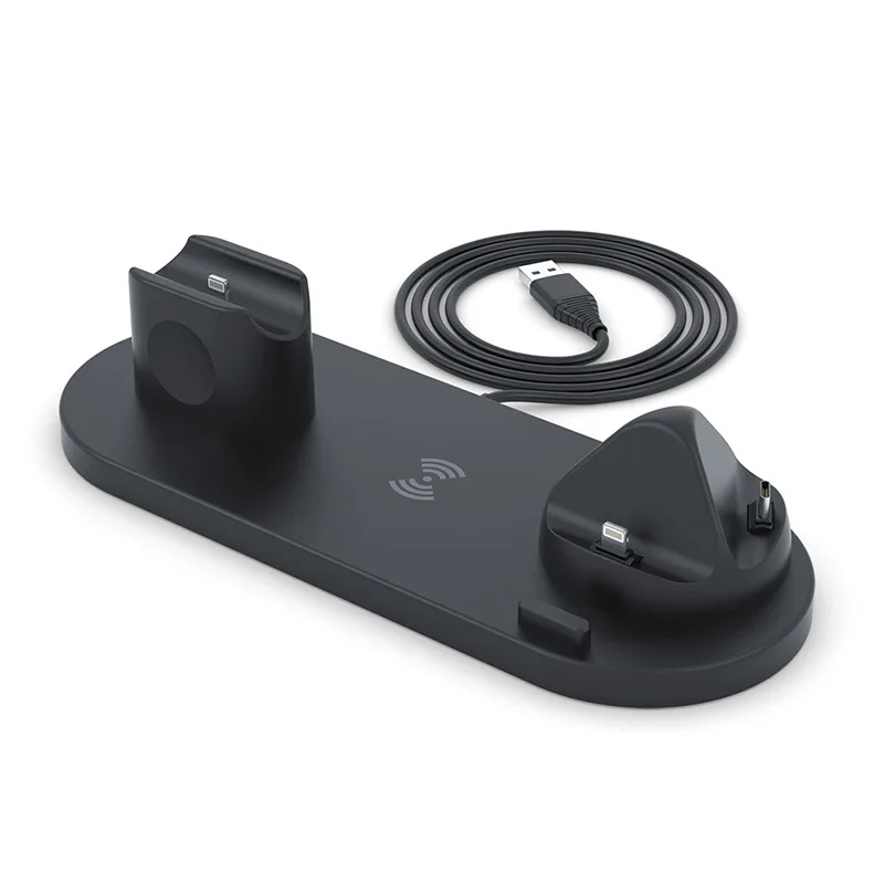 Беспроводная зарядная подставка 6 в 1 10 Вт для Apple Watch 5 4 3 2 iPhone 11 X XS XR 8 Airpods Pro Qi