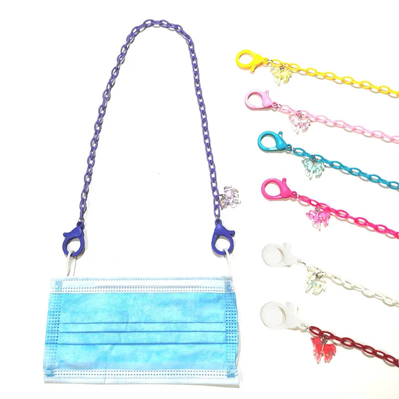 

Candy Color Cartoon Unicorn Acrylic Adjustable Length Mask Chain For Accessories Necklace Strap Holder Anti-lost Chain Lanyard
