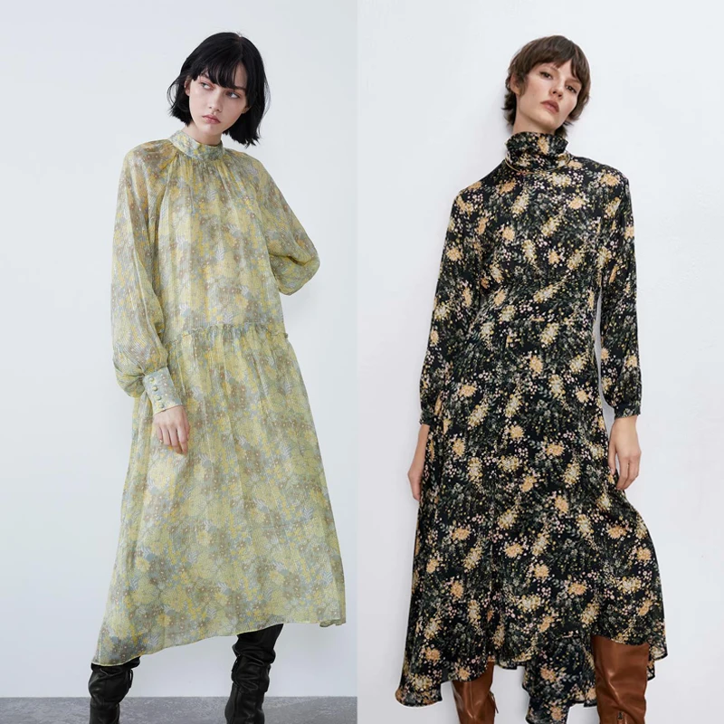 Новинка 2020 женское платье с принтом весеннее бохо Ретро стиль миди