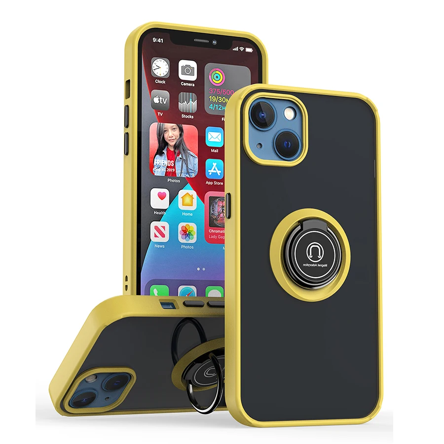 

Матовый чехол для iPhone 13 11 12 Pro Max XR X XS Max 7 8 Plus XR SE 8 P, прозрачный чехол с кольцом-держателем для iPhone 13 Pro