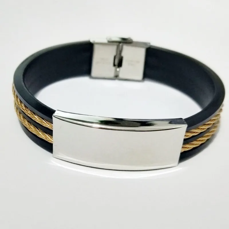 

Double-row Steel Wire Braided Men's Titanium Silicone Bracelet