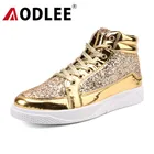 Кроссовки AODLEE мужские с высоким берцем, Повседневная дышащая спортивная обувь, модные золотистые, в стиле хип-хоп