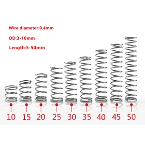 10Pcs Stainless Steel Compression Small Spring Wire Diameter 0.4mm Return Spring Spiral Spring Ressort 5mm 10mm 20mm 40mm 50mm