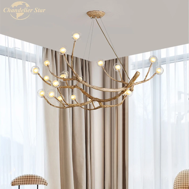 

Bubble Chandeliers Lights Indoor Lamp 1modern Rustic Tree Branch Glass Villa 2020 Resin for Living Room Bedroom Restaurant AC G4