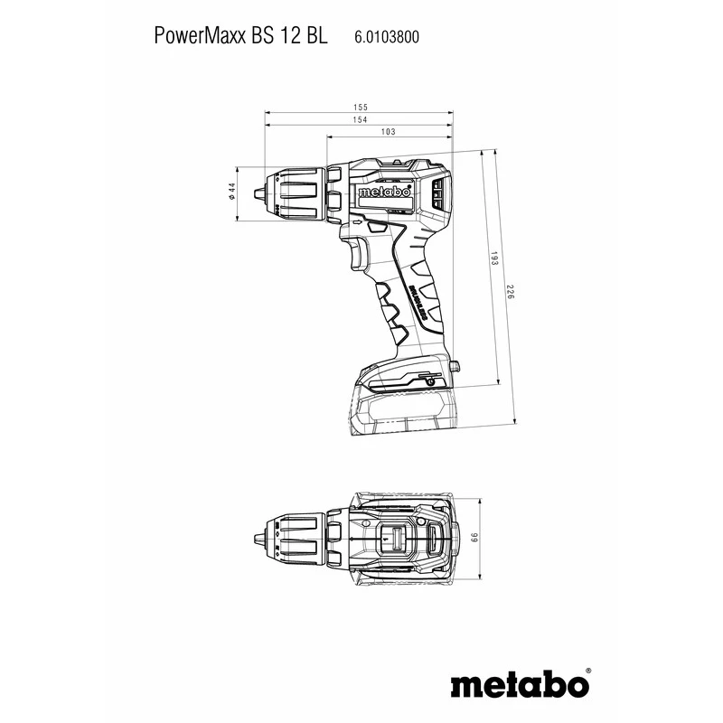 Дрель-шуруповерт METABO PowerMaxx BS 12 BL 2Ач с двумя аккумуляторами (601038500) | Инструменты