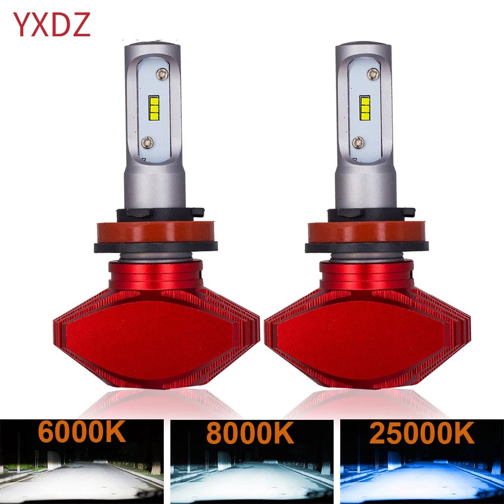 YXDZ 2 предмета H4 H7 Led H11 H1 9005 HB3 9006 HB4 H8 H9 авто лампы фары 6000 к 8000 25000 50 Вт 8000LM