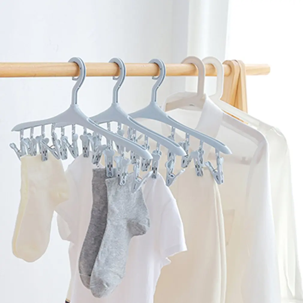 

8 clips Multifunctional Space Saving Hanger Cloth Hanger socks Hanger hook Dropshipping