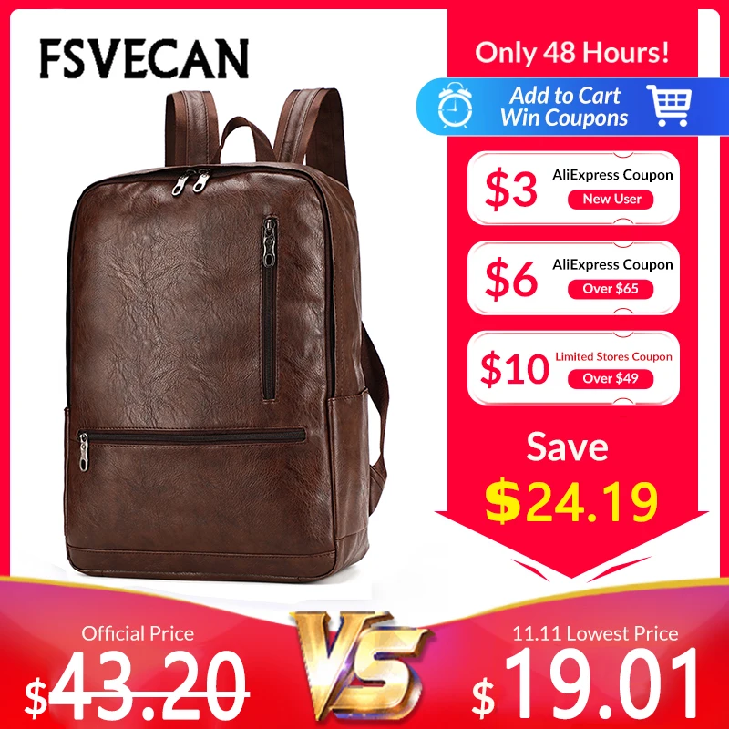 кожаный рюкзак мужской Высокое качество школьный для ноутбука 15.6 молодежный