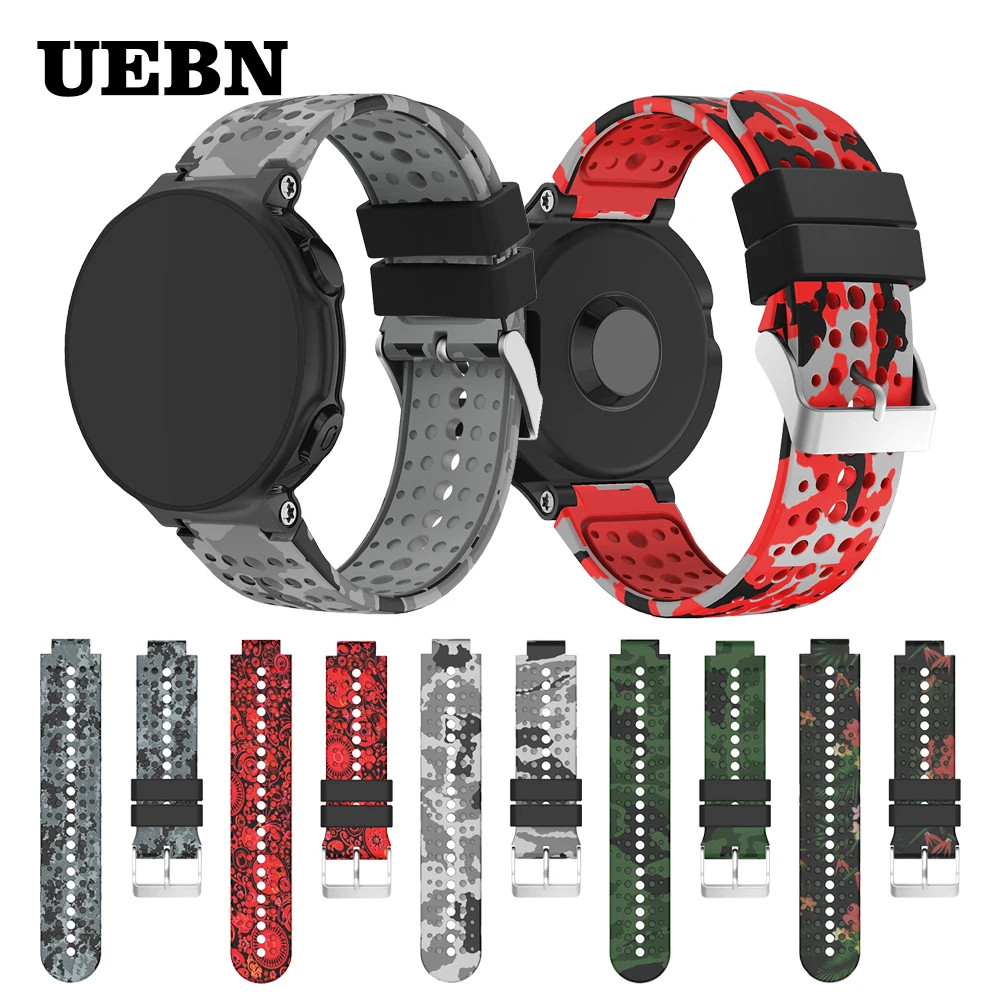 Силиконовый спортивный ремешок UEBN с принтом для Garmin Forerunner 235 наручных часов 220 230