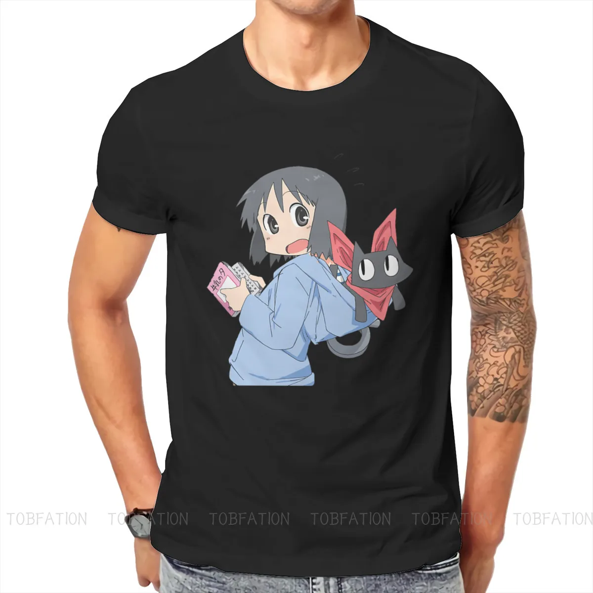 

Nichijou Aioi Yuko комедия манга Nichijou футболка винтажная Подростковая гранж высокое качество футболка большой круглый вырез мужские футболки