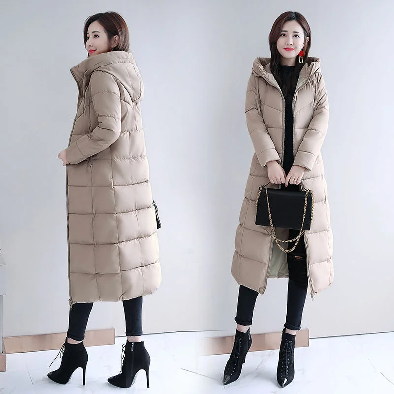 

2021 winter new Korean medium length women's down cotton padded jacket parkas