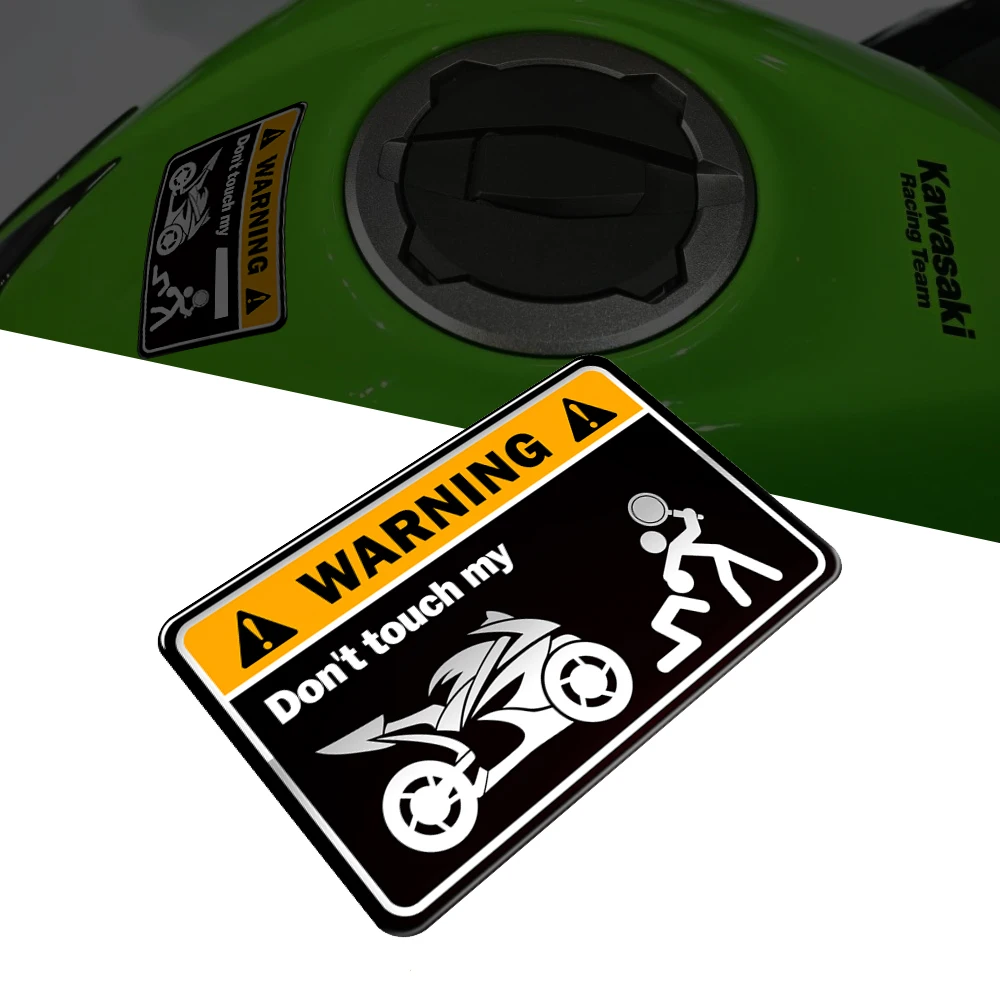 3D наклейка с предупреждениями Не прикасайтесь к моему мотоциклу для чехла Kawasaki