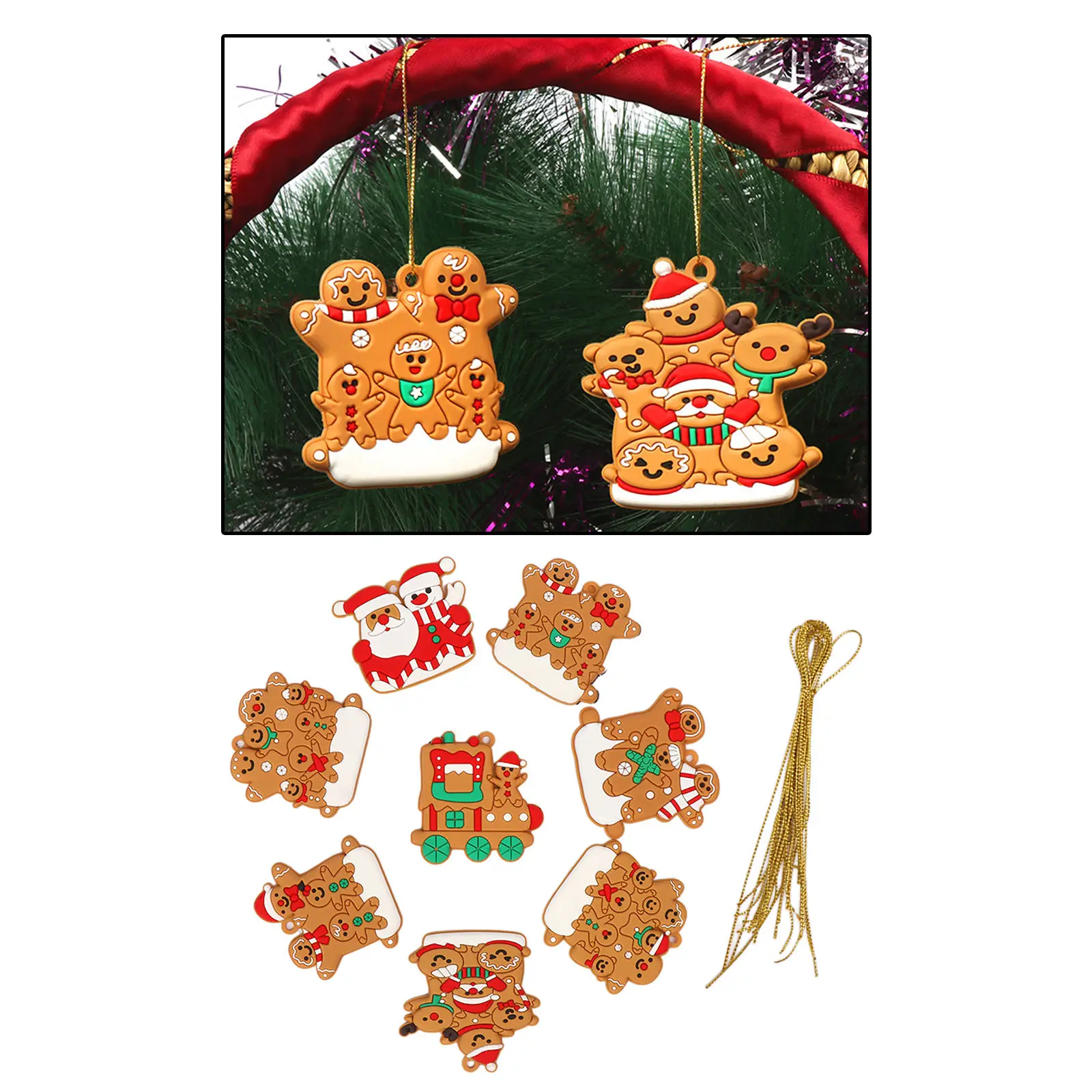 

Набор украшений в виде рождественских шаров, подвесные колокольчики для новогодней елки, подарочные коробки, ударные украшения для помещен...