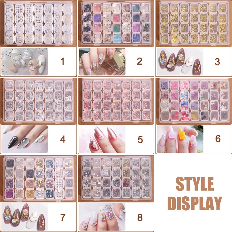 2019 28 Cells Nail Art Decorations Set Mix Pearls Metal Rhinestone Flakes DIY Accessories Kits for UV Gel Nails |