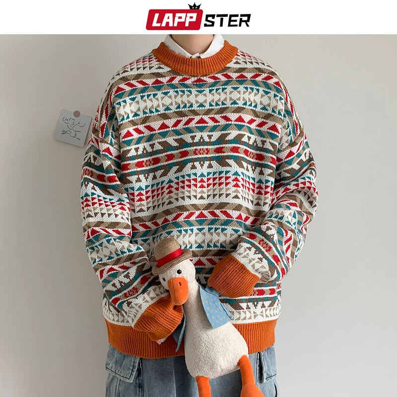 Мужской вязаный свитер LAPPSTER повседневный винтажный с круглым вырезом в